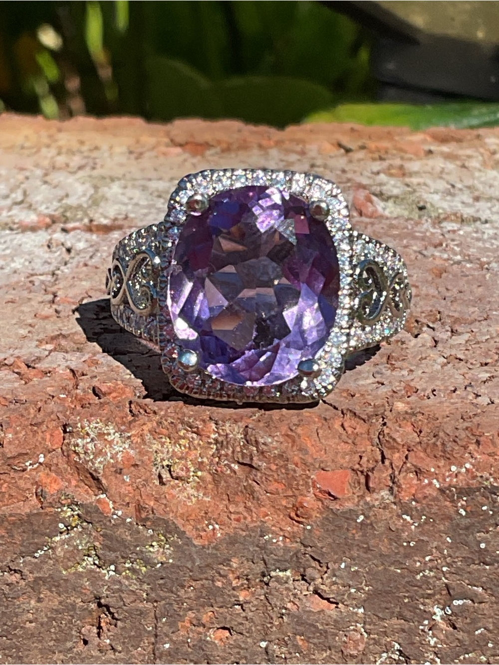 Amethyst Cocktail Silver Ring